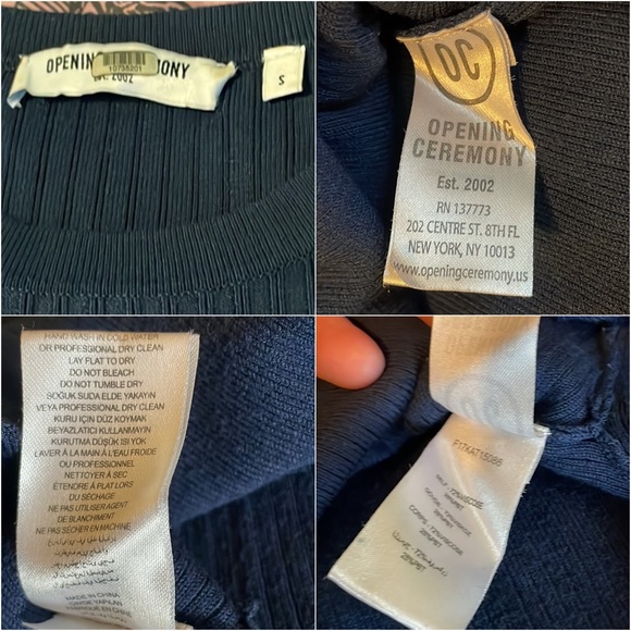 OPENING CEREMONY Eclipse Delta Marine Rib Knit Handkerchief Hem Dress $375 EUC S - Picture 8 of 12